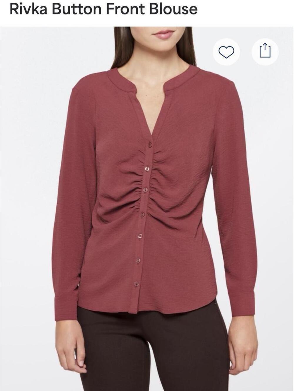 Fortune + Ivy dark pink blouse with ruched front